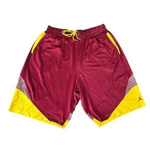 Jordan Logo Red Gold Men's XL Basketball Shorts DRI-FIT Pockets Drawstring